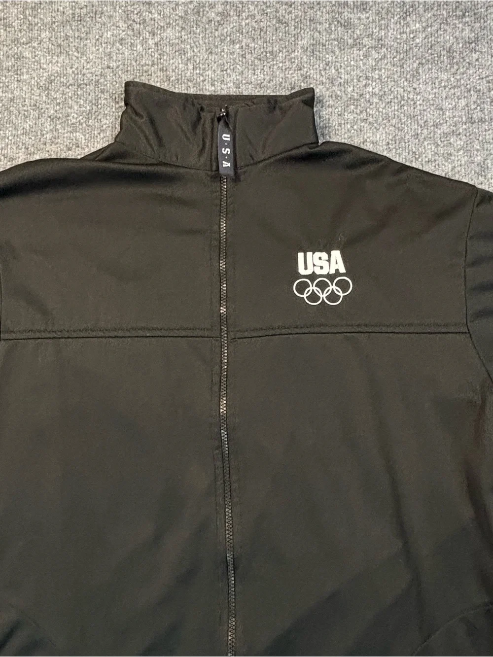 USA Olympics Jacket Mens XL Black Team USA Full Zip Olympic Committee Warm Up